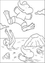 coloriage babar fait un plongeon